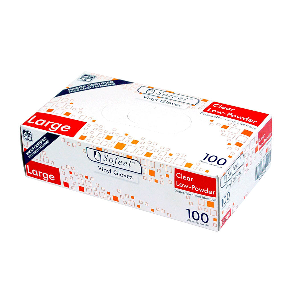 Sofeel Vinyl Gloves Clear Low Powder - Large