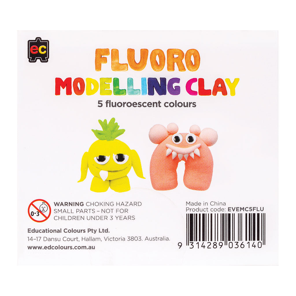 Modelling Clay (Fluoro) 5 colours - 250g - Educating Kids