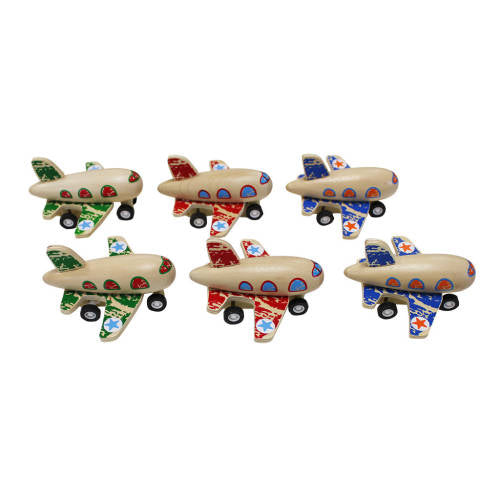 Wooden Pull Back Planes - Set of 6
