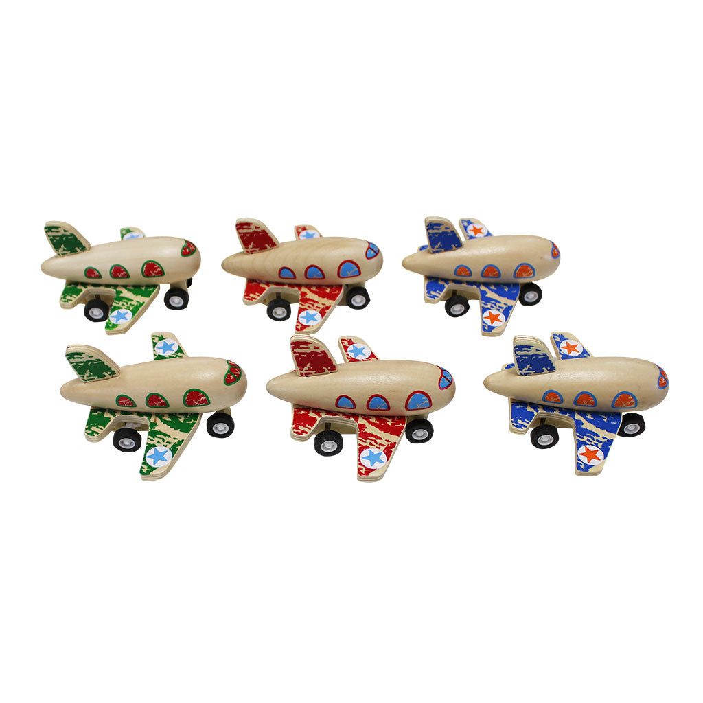 Wooden Pull Back Planes - 6pc