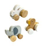 Wooden Rabbit, Elephant & Duck Car - 6pc