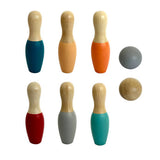 Wooden Bowling Sets - 8pc Set - Coloured Base - Educating Kids