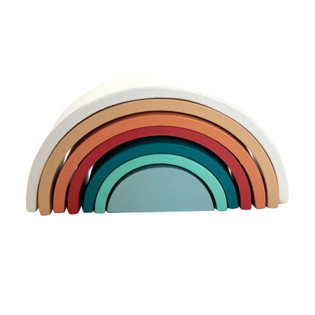 Wooden Rainbow Stacking Toy - 7pc - Blue - Educating Kids