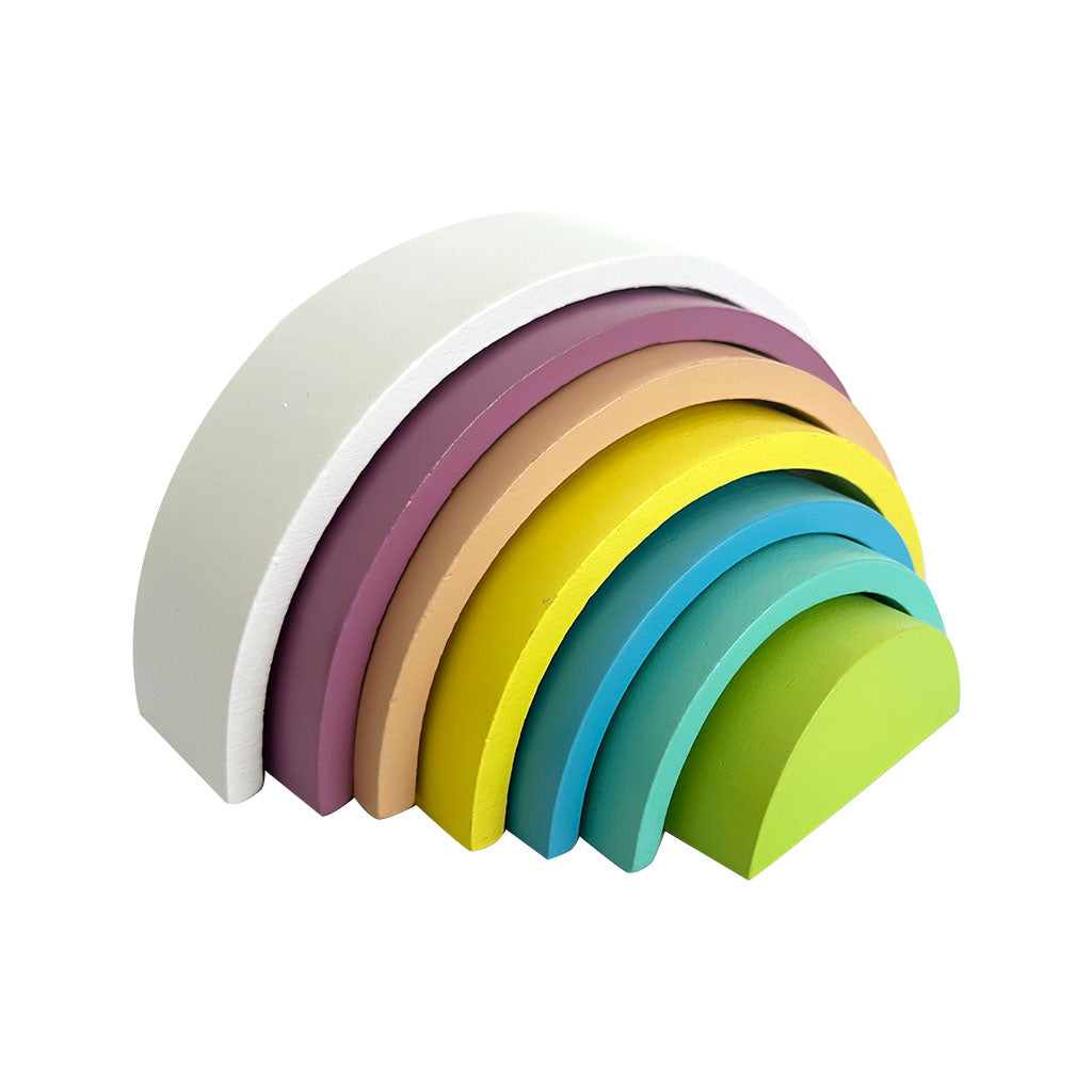 Wooden Rainbow Stacking Toy Yellow - 7pc
