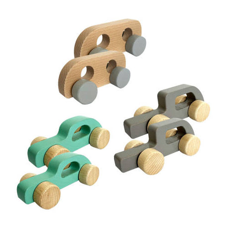 Wooden Baby Car with Handle - 6pc Set - Educating Kids