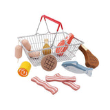Meat and Fish Playset in Shopping Basket - 11pc Set - Educating Kids