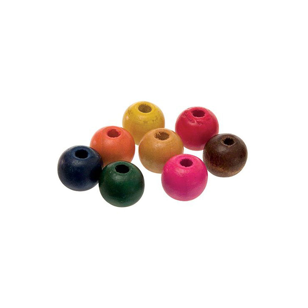 Beads Wooden Asst – 1.2cm - Pack of 100 - Educating Kids