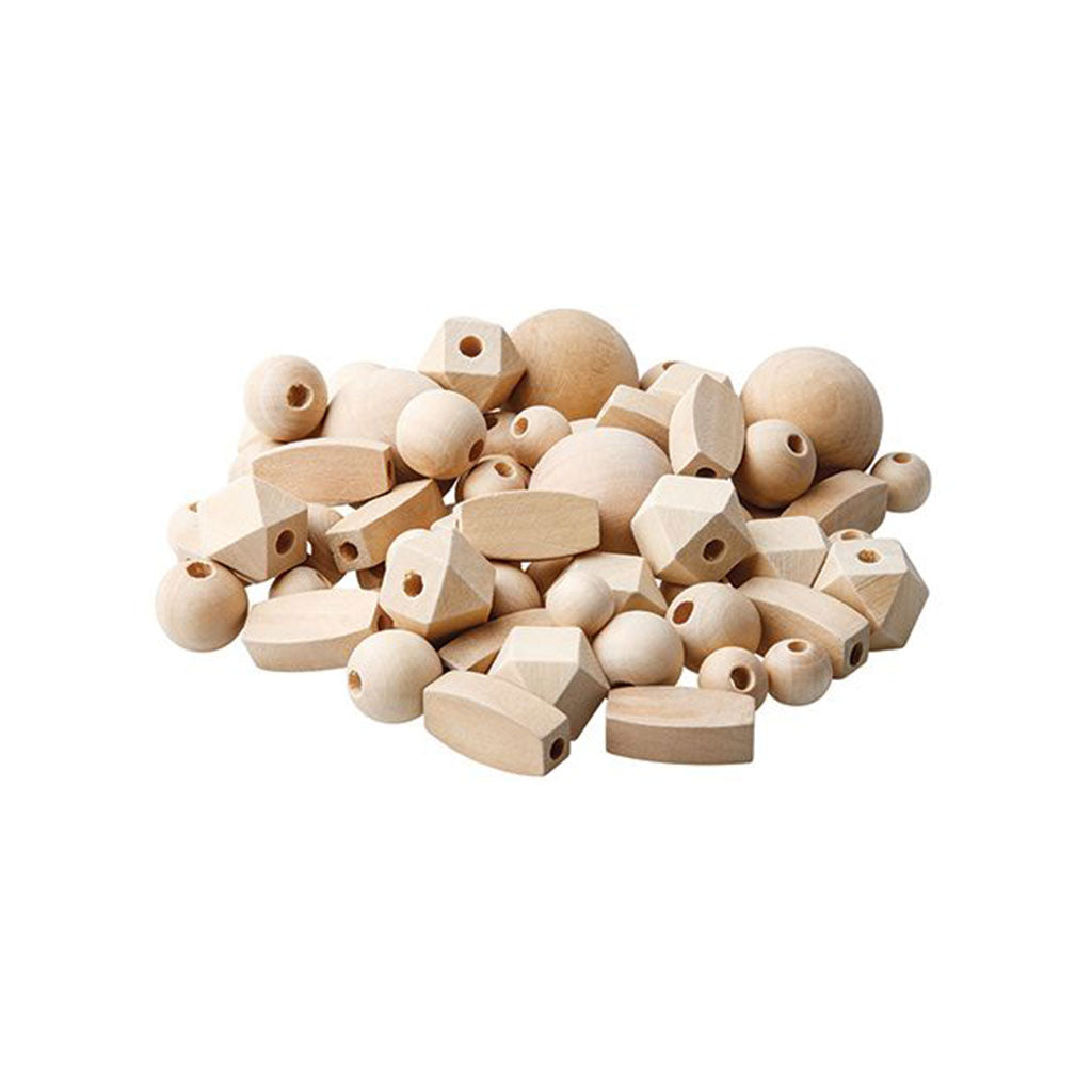 Wooden Beads Natural Asst – Pack of 92 - Educating Kids