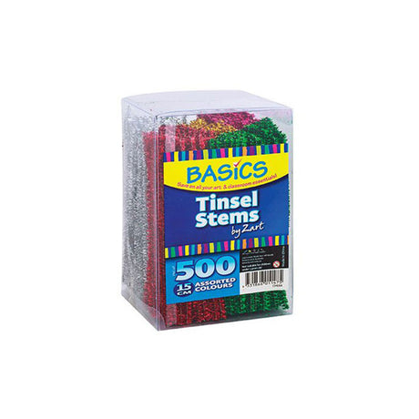 Basics Tinsel Stems Assorted- 15cm - Pack of 500 - Educating Kids