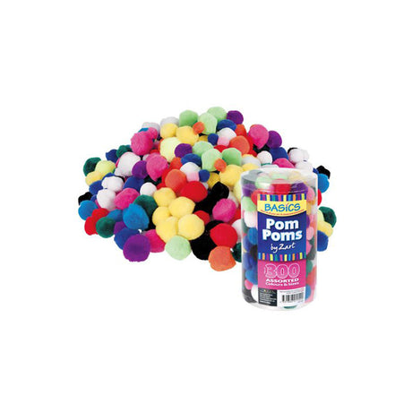 Basics Pom Poms Assorted - Pack of 300 - Educating Kids