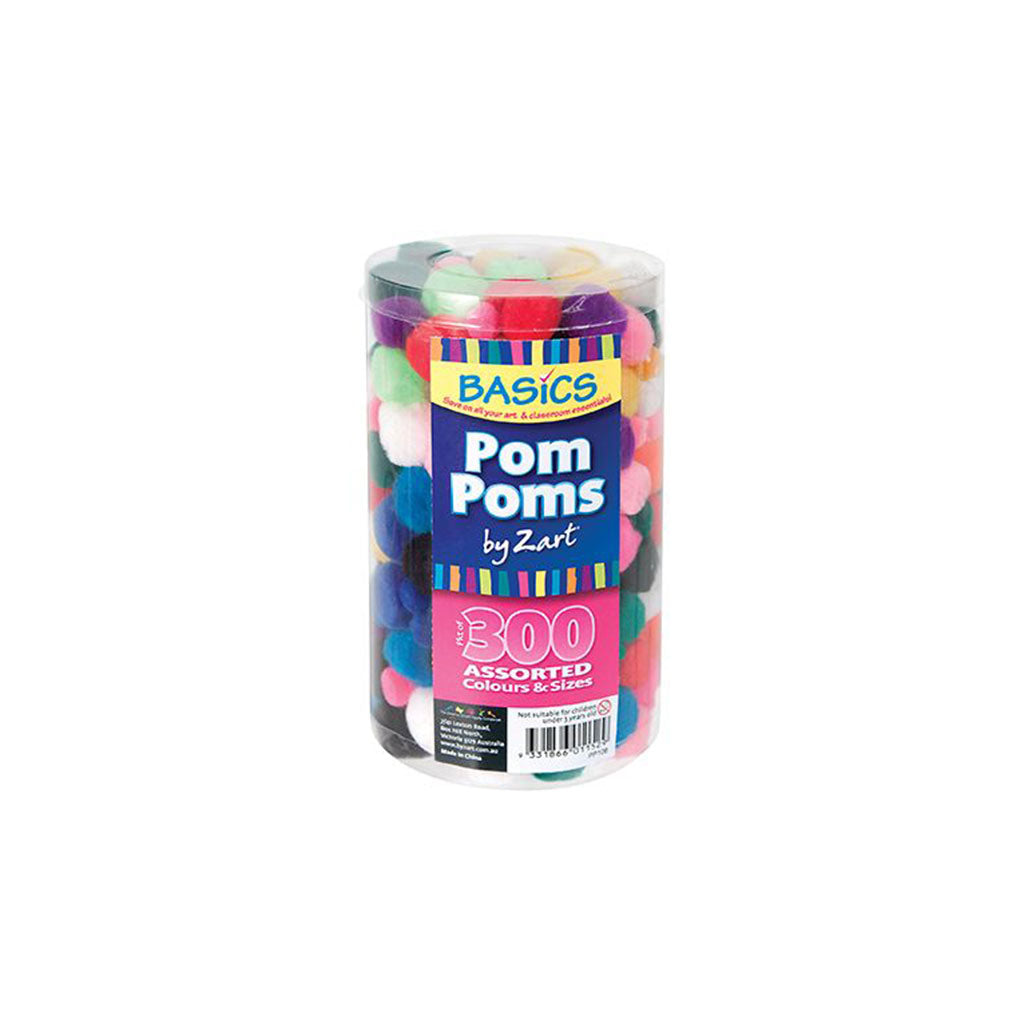 Basics Pom Poms Assorted - Pack of 300 - Educating Kids