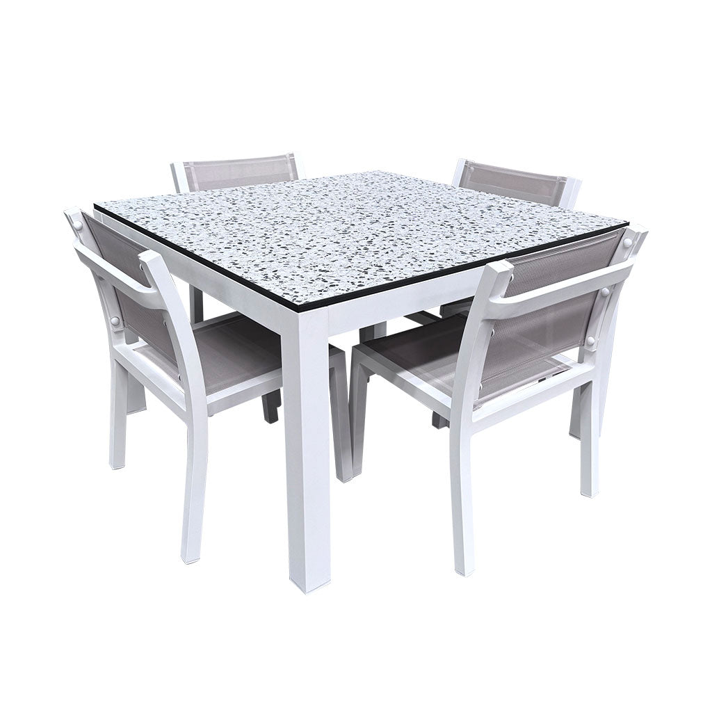White Terrazzo Square Table
