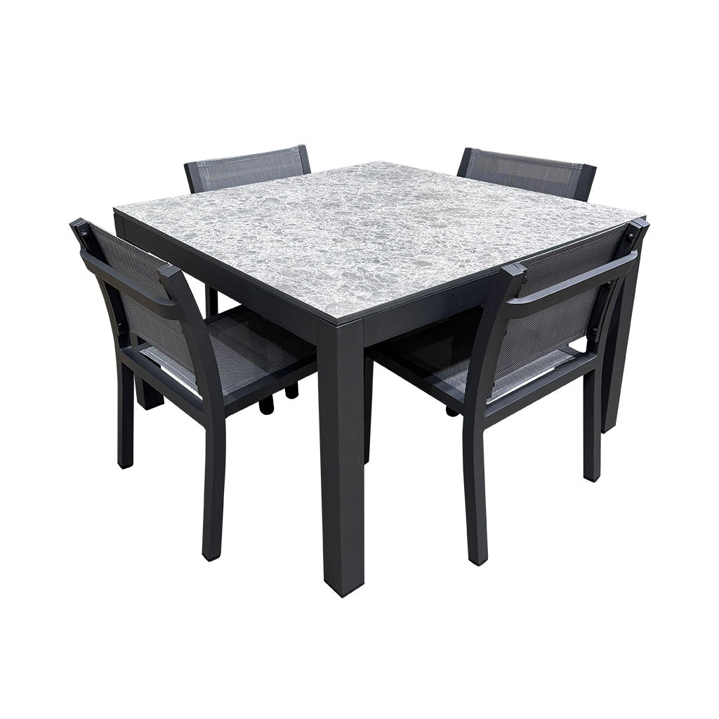 Charcoal Marble Square Table