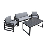 Outdoor Lounge Set & Table - Charcoal