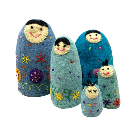 167-BABBLU Felt Babushka Set of 5 - Blue.jpg