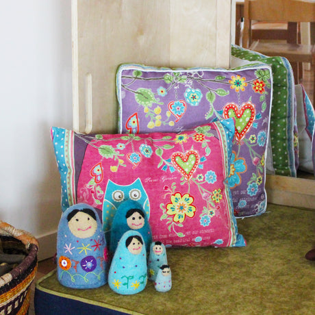 Felt Babushka Set of 5 - Blue