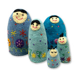 Felt Babushka Set of 5 - Blue