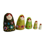 Felt Babushka Set of 5 - Green