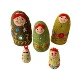 Felt Babushka Set of 5 - Green