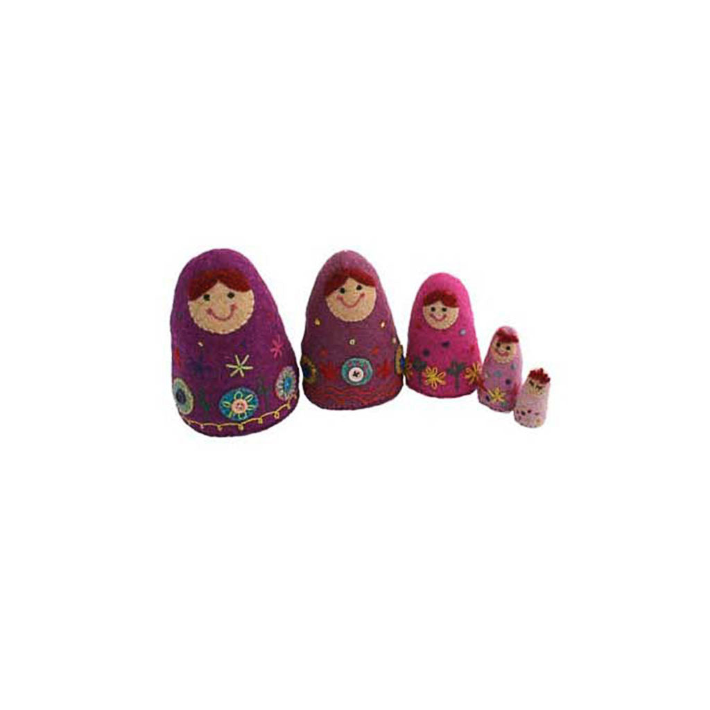 Felt Babushka Set of 5 - Purple