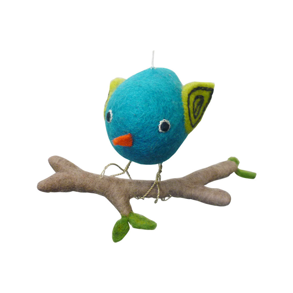 Felt Blue Bird on a Branch