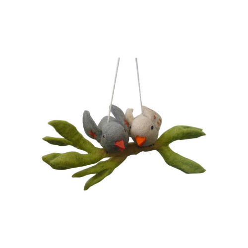 Two Felt Birds on a Branch