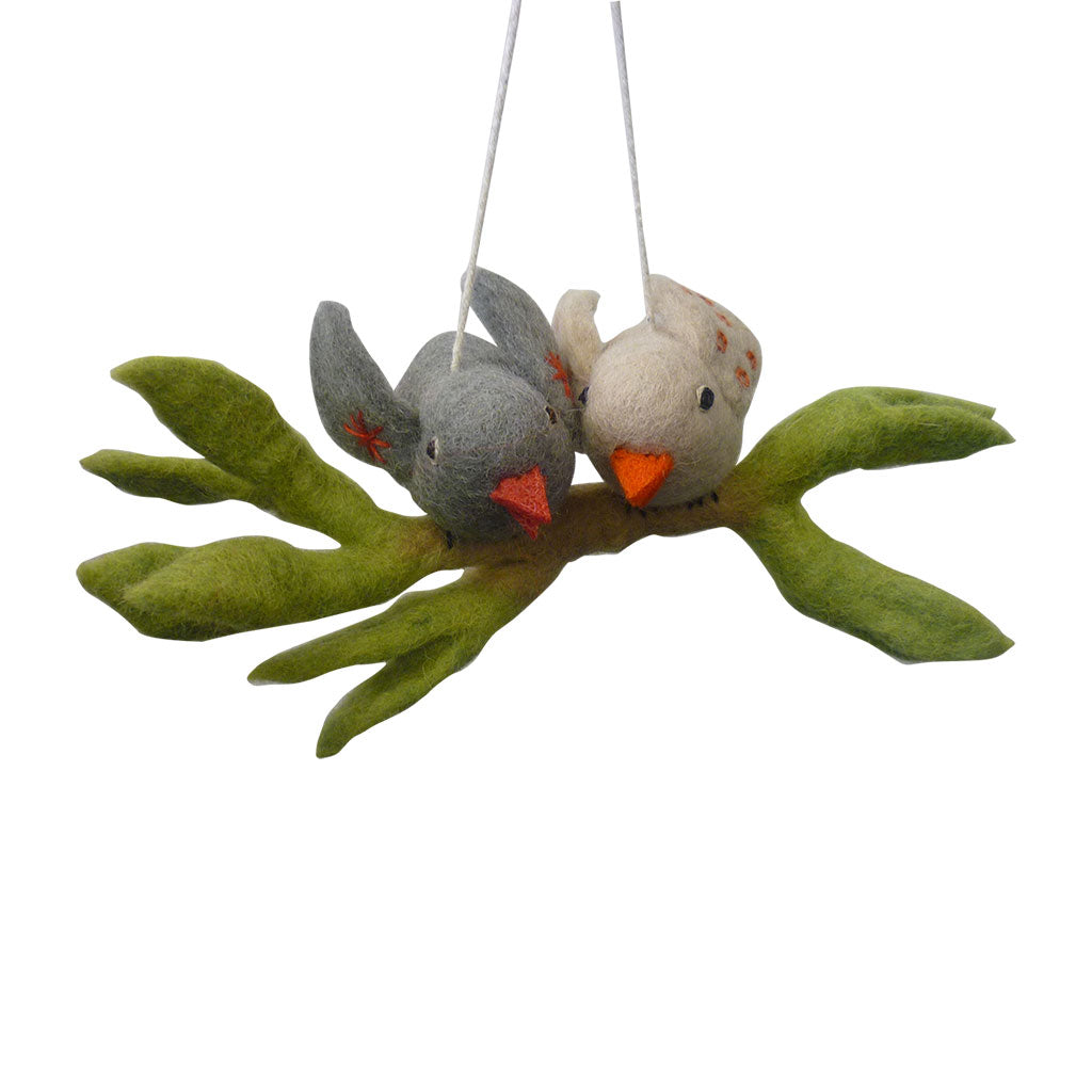Two Felt Birds on a Branch
