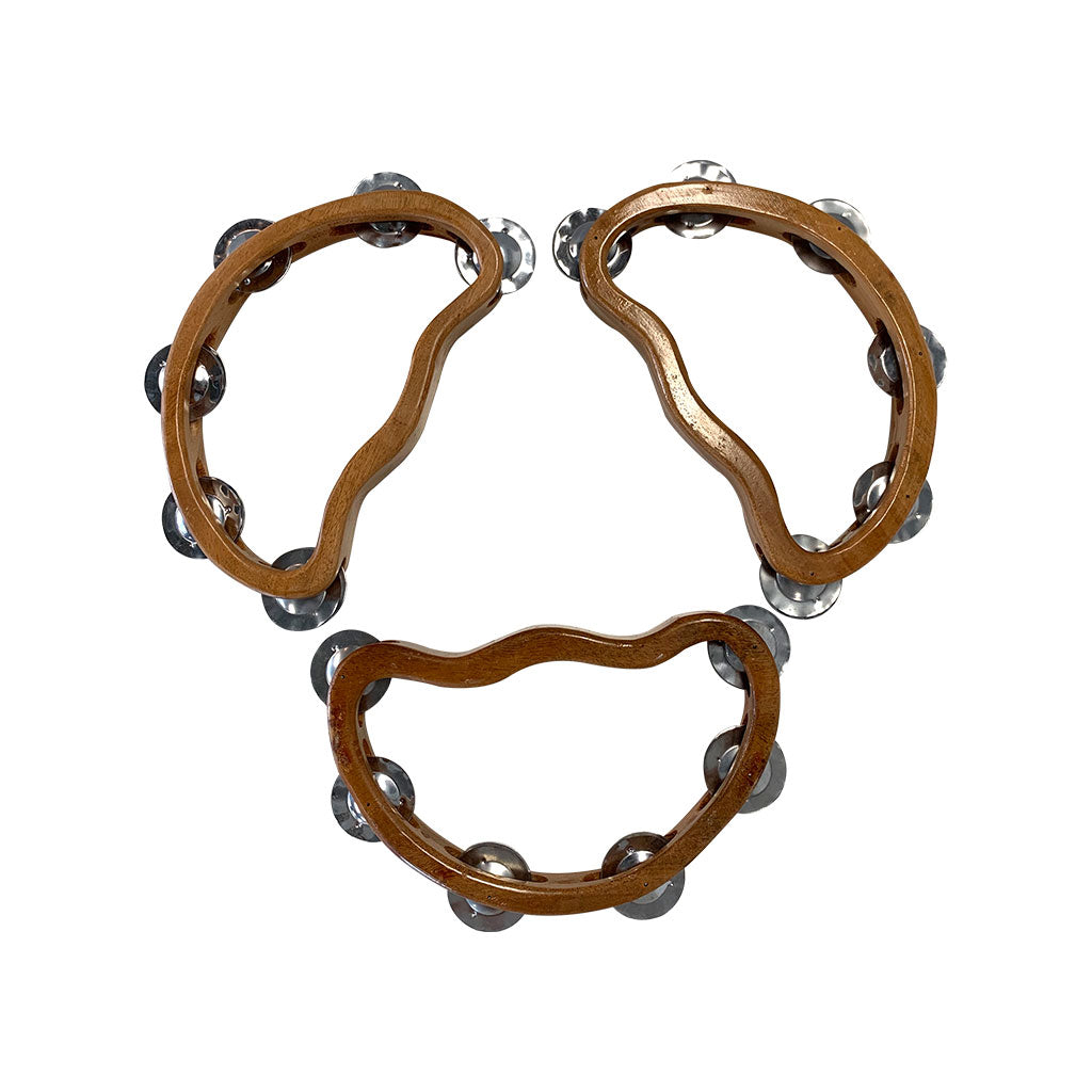 Wooden Tambourine Medium - Set of 3