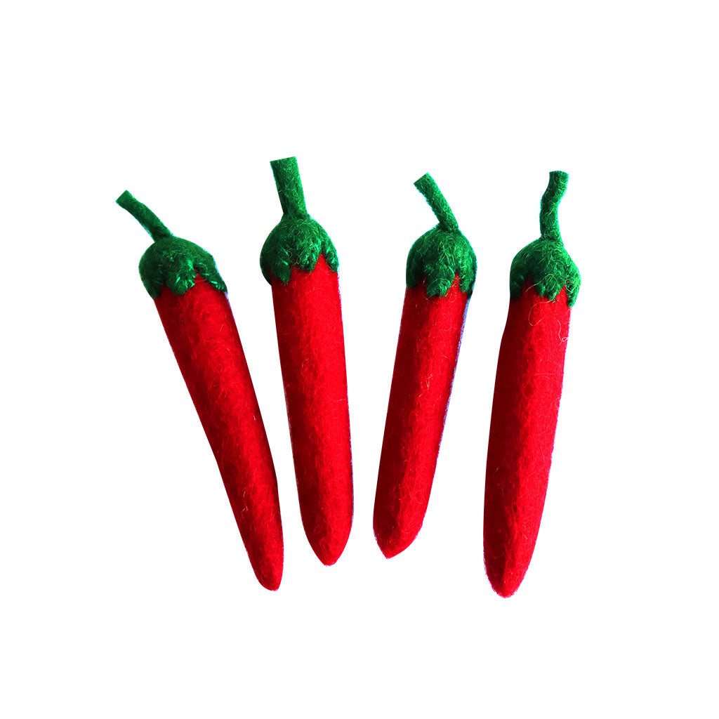 Felt Red Chillies - 4pc