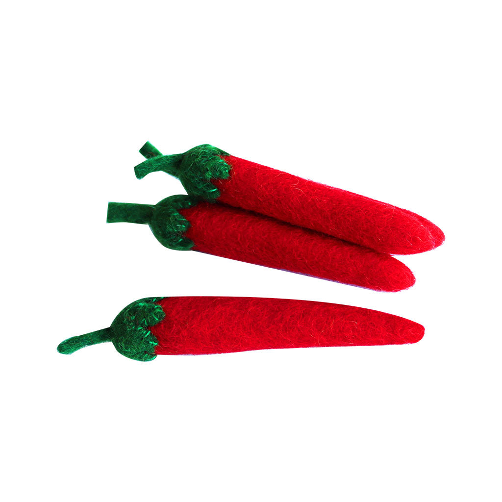 Felt Red Chillies - 4pc