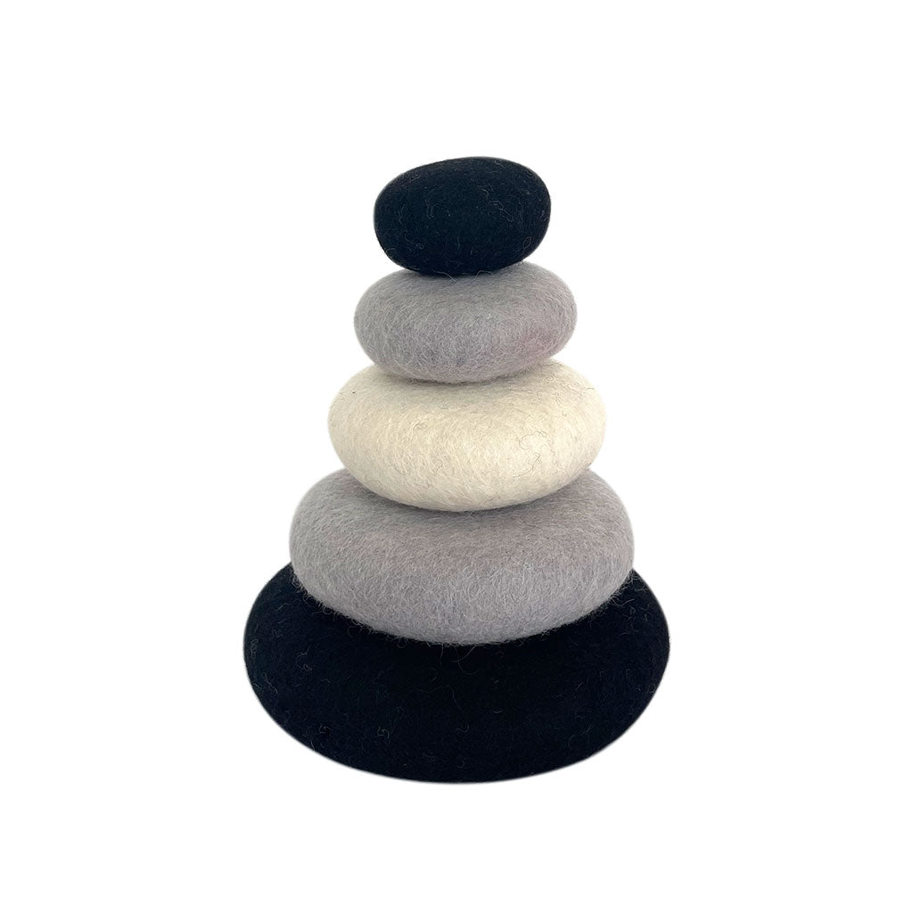 Achromatic Felt Stacking Pebbles - 5pc