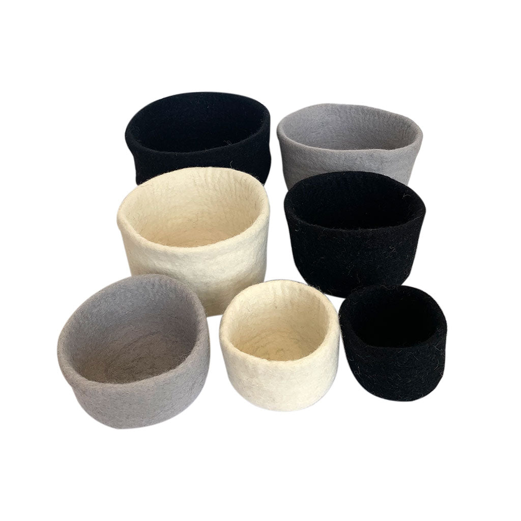 Achromatic Felt Nesting Bowls - 7pc