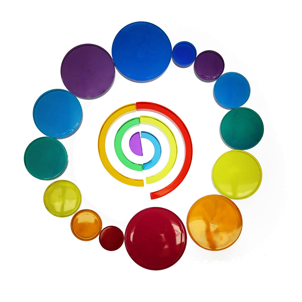 Lucite Rainbow Discs Hot & Cool - 14pc