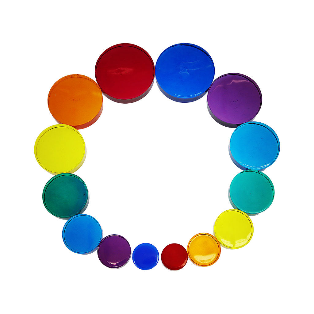 Lucite Rainbow Discs Hot & Cool - 14pc