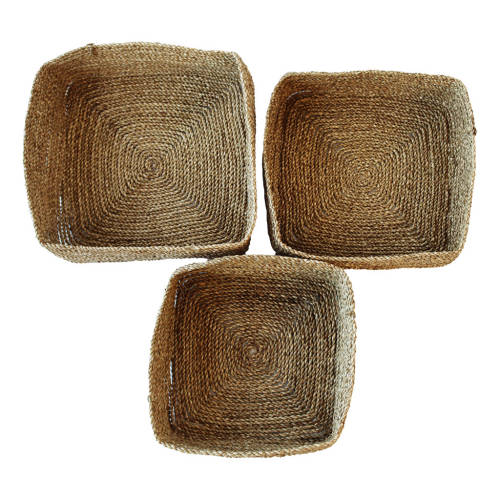 Seagrass Square Basket Set - 3pc