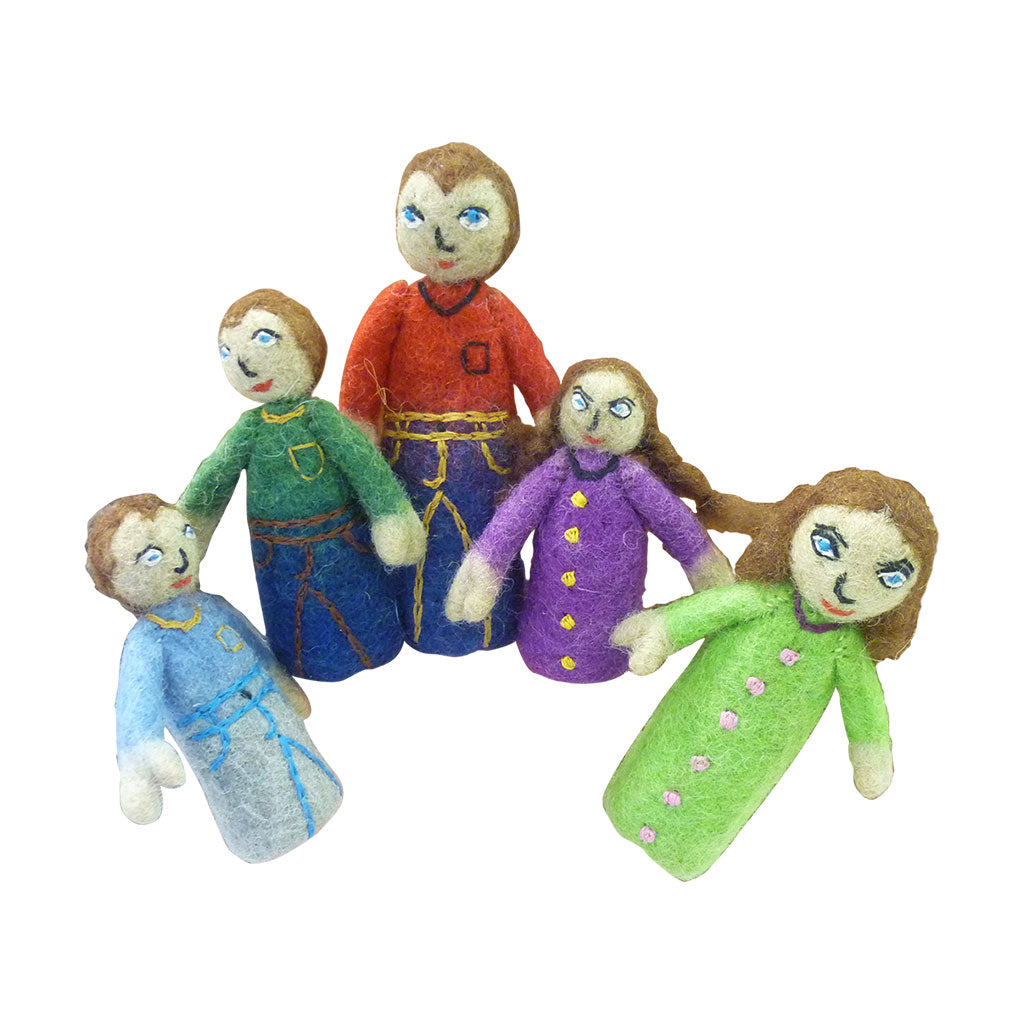 Felt Caucasian Finger Puppet - Set of 5