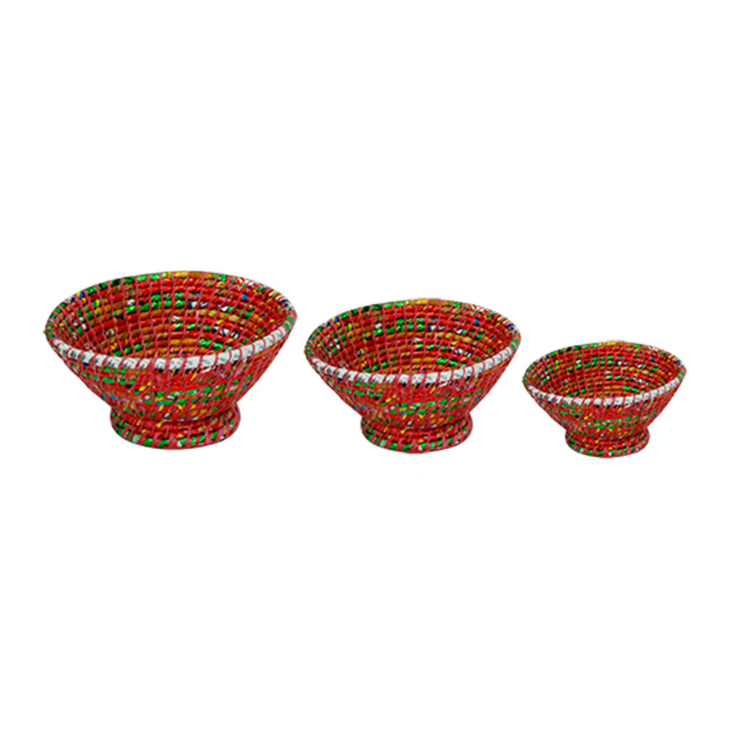 Red Spiral Bowl - 3PC