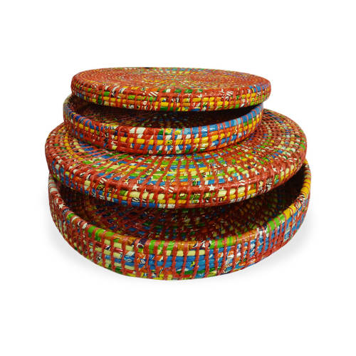 Red Spiral Tray Set of 2