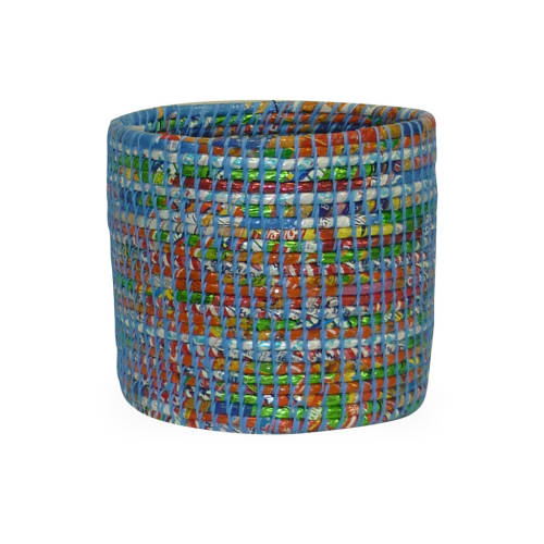 Blue Spiral Wastebasket