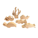Wooden Sea Animal Figurines - 6pc