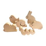 Wooden Garden Animal Figurines - Natural 6pc