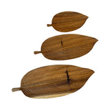 Wooden Veined Leaf Platters - Set of 3