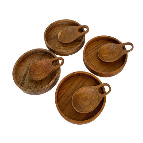 Wooden Teak Dish Set - 4pc