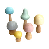 Wooden Mushrooms Pastel - 6pc