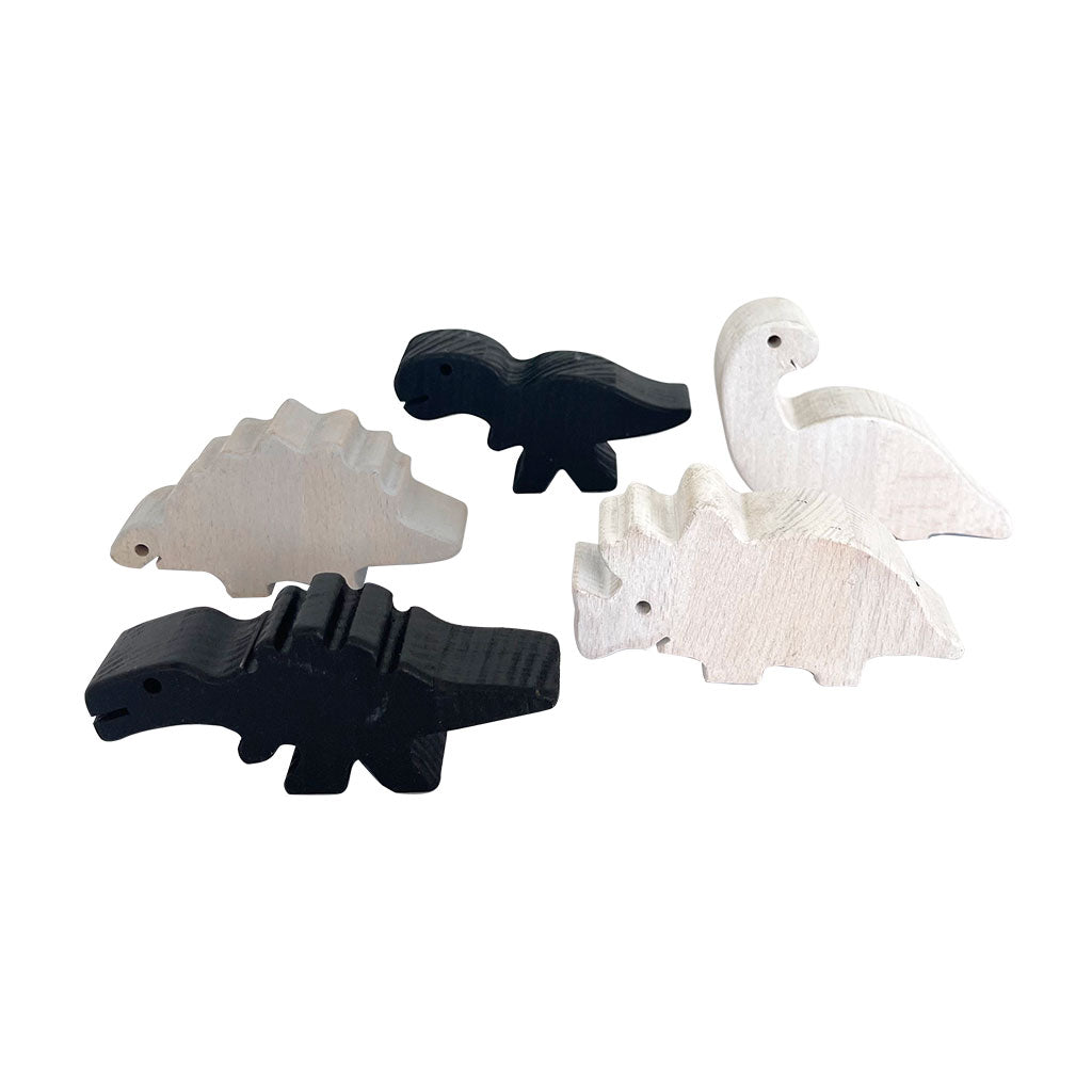 Wooden Dinosaurs Achromatic - 5pc