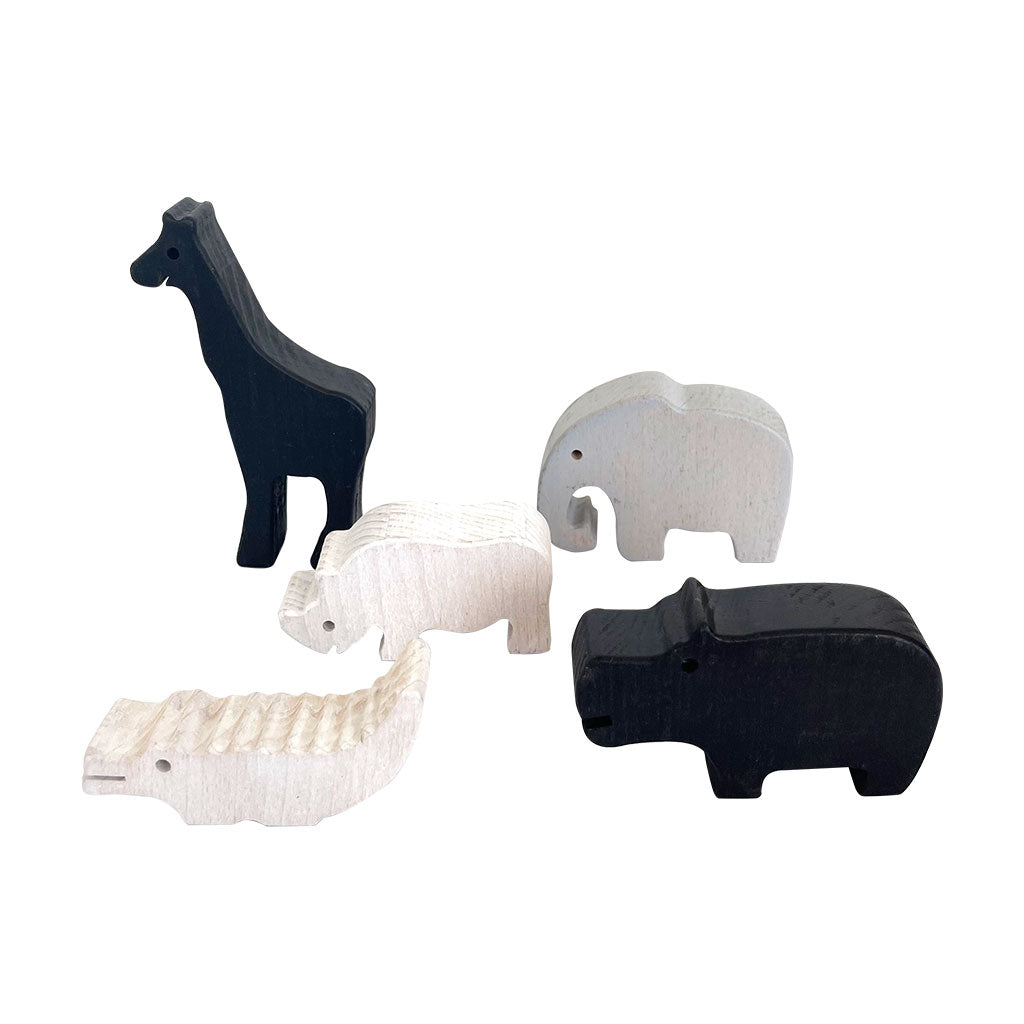 Wooden Wild Animals Achromatic - 5pc