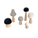 Wooden Mushrooms Achromatic - 6pc