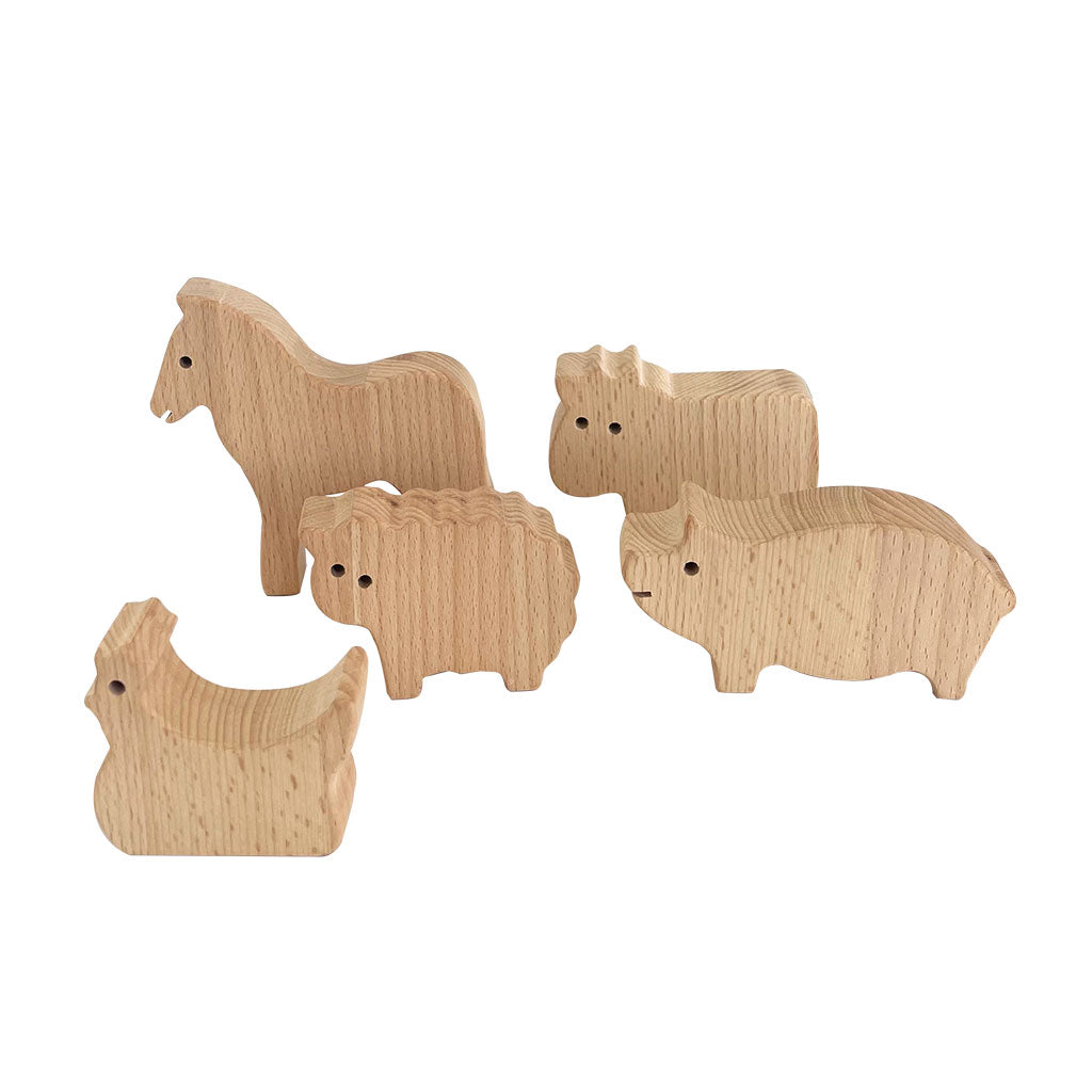 Wooden Farm Animals Natural - 5pc