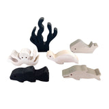 Wooden Sea Animals Achromatic - 6pc