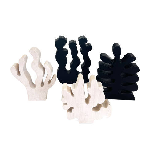 Wooden Sea Grasses Achromatic - 4pc